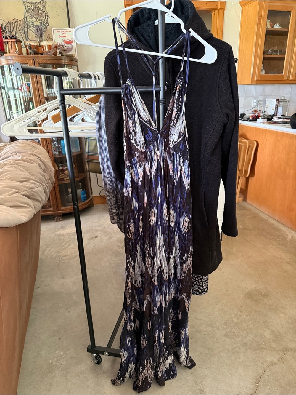 Lani Black and Navy Abstract Print Dress